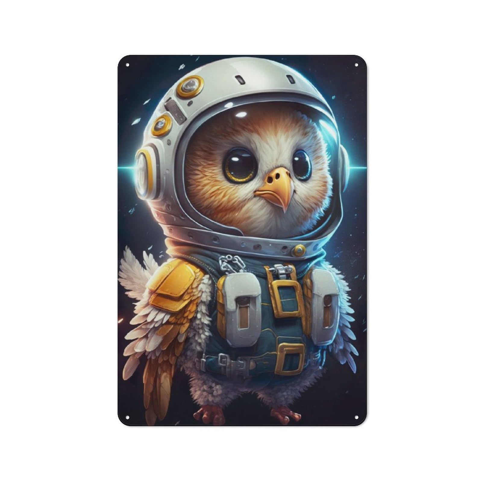 Junmoney Astronaut Space Eagle 30X20cm Rustic Tin Sign With For Studio Or Craft Room, Tin Sign Wall Decor For Studios And Craft Rooms