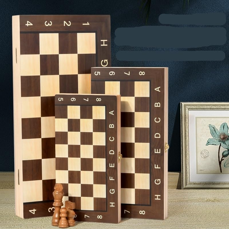 Jeu de Dames en Bois Classique 3 en 1, Backgammon échecs | For les voyages en famille, ensemble de jeu pliant en bois for enfants et adultes(39*39cm)