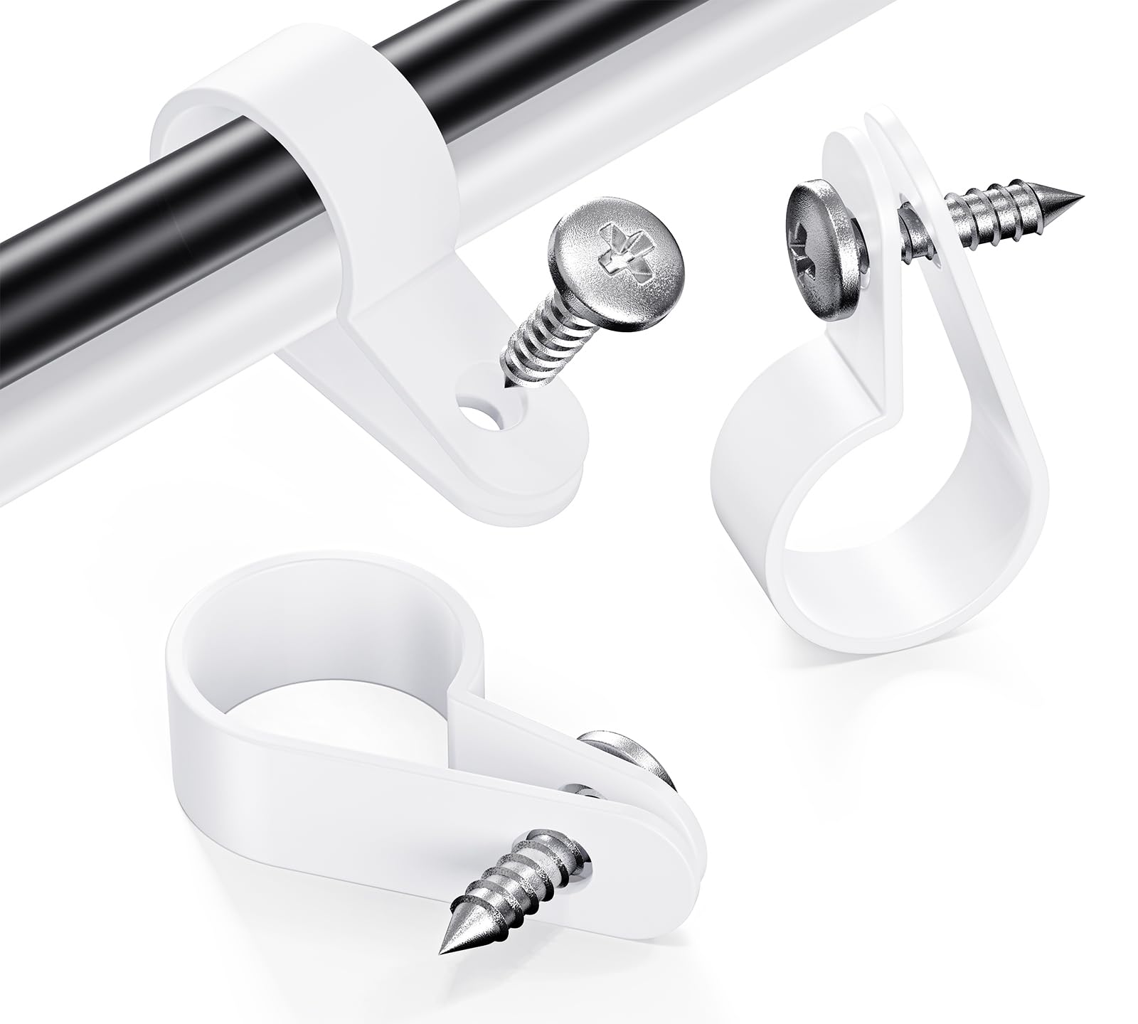 adlkirg 100 Pack 1/2 Inch Rope Light Clips with Stainless Steel Screws, P-Style Rope Light Mounting Clips, Outdoor Cable Clips for Christmas Parties Wedding