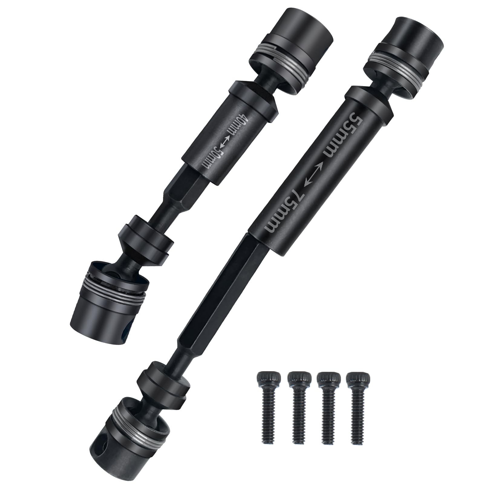 SWX 1/18 Drive Shaft 40/55mm 2Pcs RC Steel Center Driveshafts for 1/18 RC Crawler Car TRX4-M Upgrade Parts