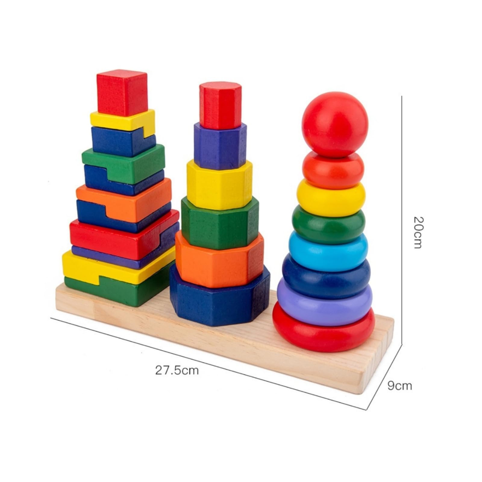 Almencla Child-Centered geometrisches Stapel- und Sortierspielzeug aus pädagogisch Child-Centered Spielzeug abgerundete Kanten Lernspielzeug, Groß
