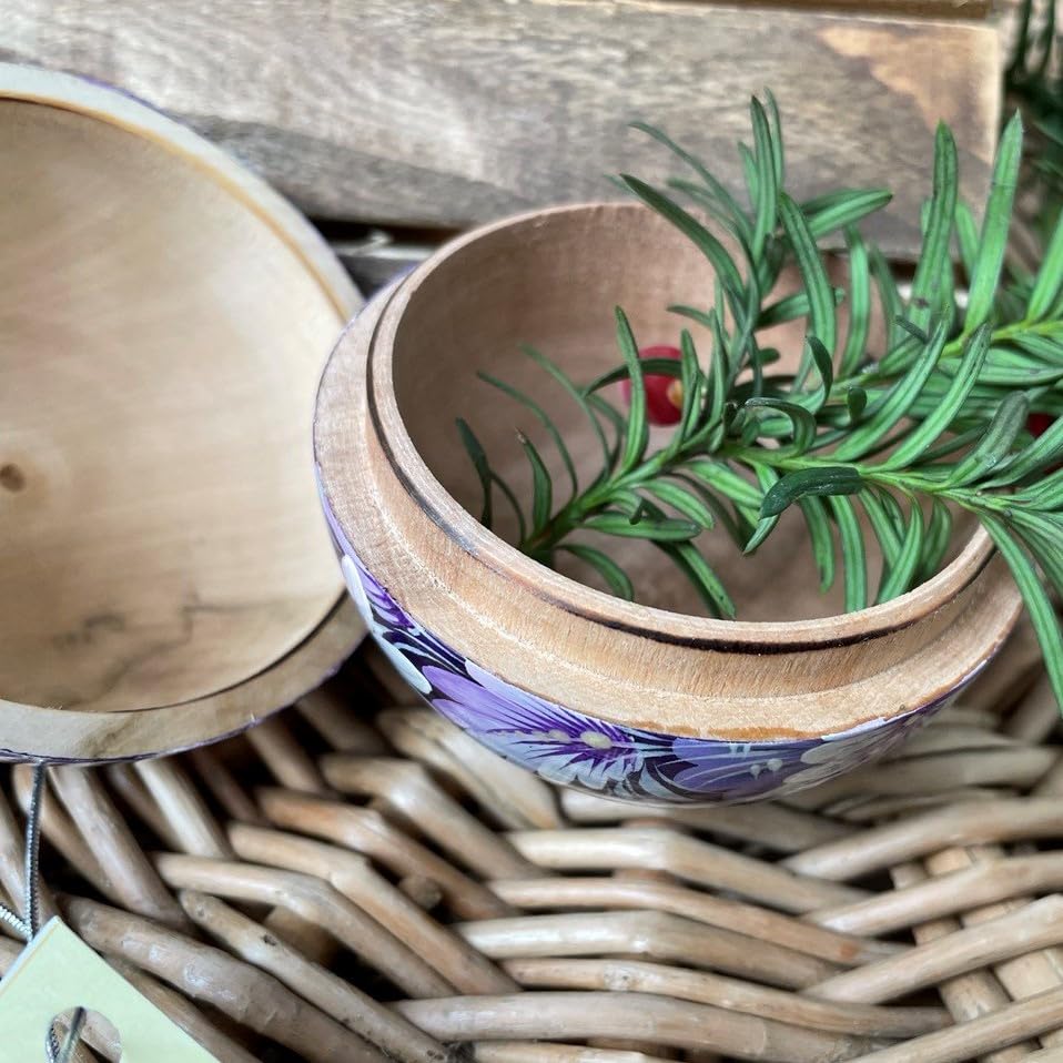 Miniatura 4 de Christmas Ball and Bell 5.5 cm Set Handmade of Wood and Hand-Painted Small Openable Bauble Ukrainian Folk Art Unique Christmas Ornaments with