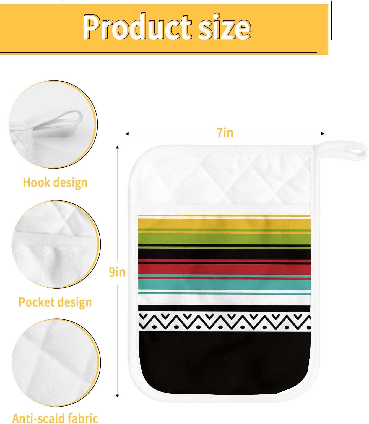 Pot Holders, Boho Pot Holder, Heat-Resistant Hot Pockets, Pot Holders for Kitchen, Hot Pads for Kitchen, Kitchen Accessories 5 Pcs Potholders