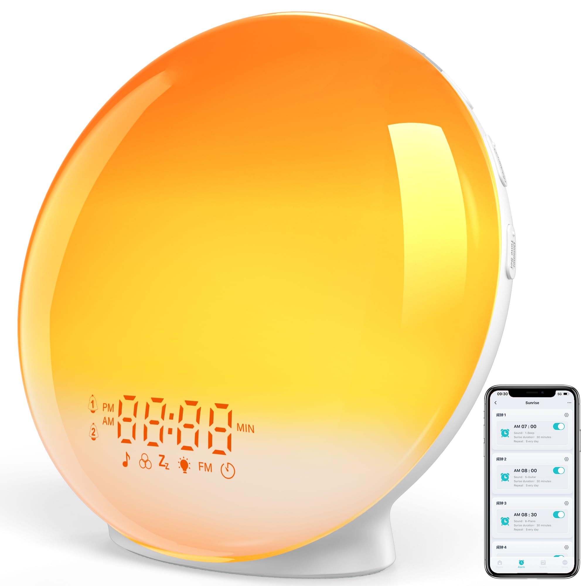 Sunrise Alarm Clock for Heavy Sleepers, Smart Wake Up Light with