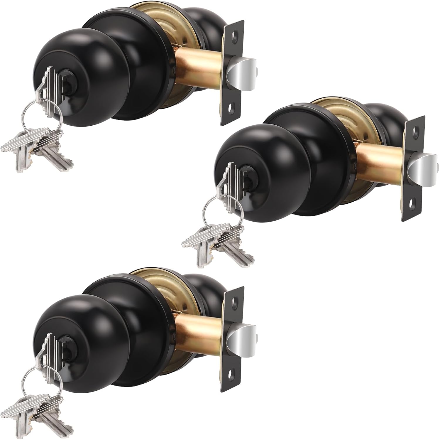 DECORITEN Keyed Alike Door Locks in Matte Black Finish, Keyed Entry