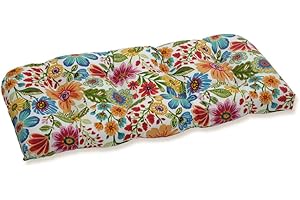 Pillow Perfect Bright Floral Outdoor Wicker Bench Cushion