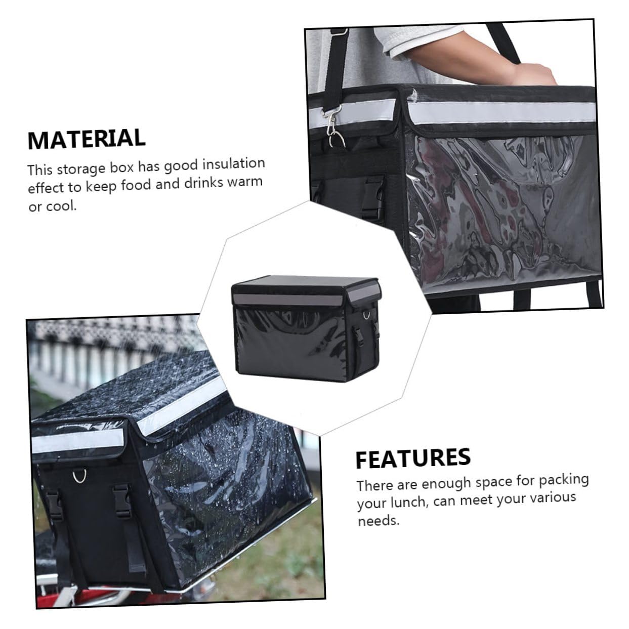 GARVALON Boîte Repas Isotherme 32l Noire en Tissu Oxford Isolation Renforcée, Ouverture Large, Étanche, pour Barbecue Camping et Événements Extérieurs
