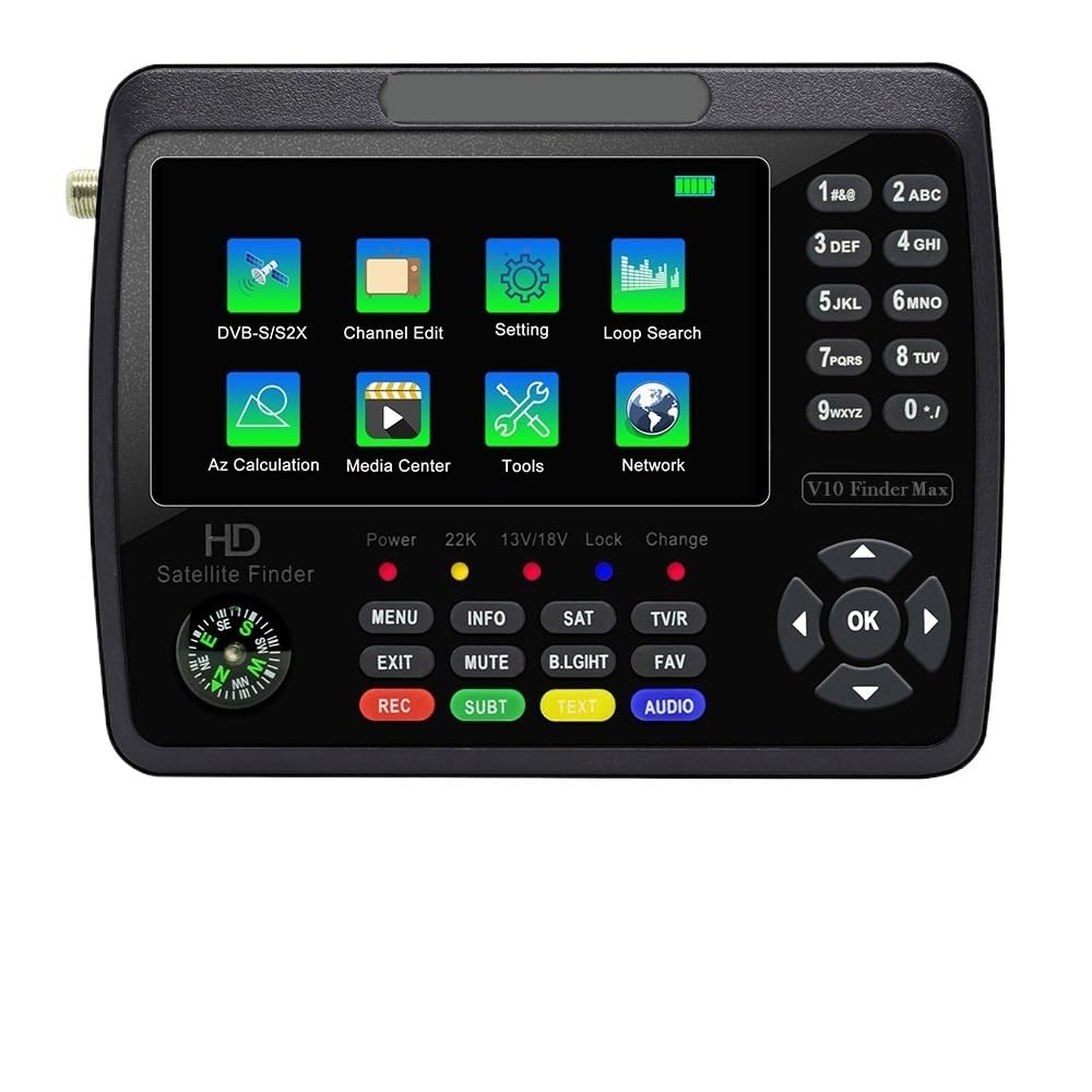Satellite Finder, V10 Finder Max Satellite Finder Signal Meter for DVB-S/S2/S2X Receiver Sat Detector Builtin 4000mAh Battery vs V10 PRO