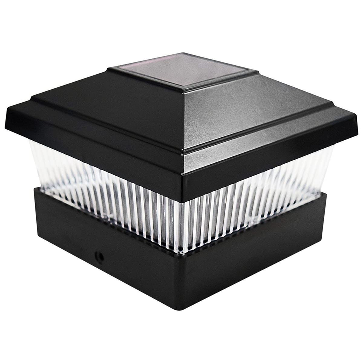 Lumières solaires de Chapeau de Poteau Lampes de Poteau extérieures Éclairage LED Chapeau de clôture Lumière Deux Modes d'éclairage, pour poteaux en Bois 4X4,Noir