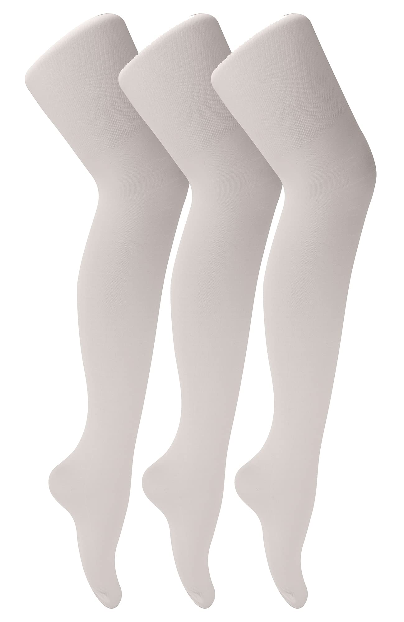 Sock Snob - 3 Pack Girls 70 Denier Ballet Tights | Kids Soft & Comfort Footed Dance Tights in Pink & White (3-5 Years, White)