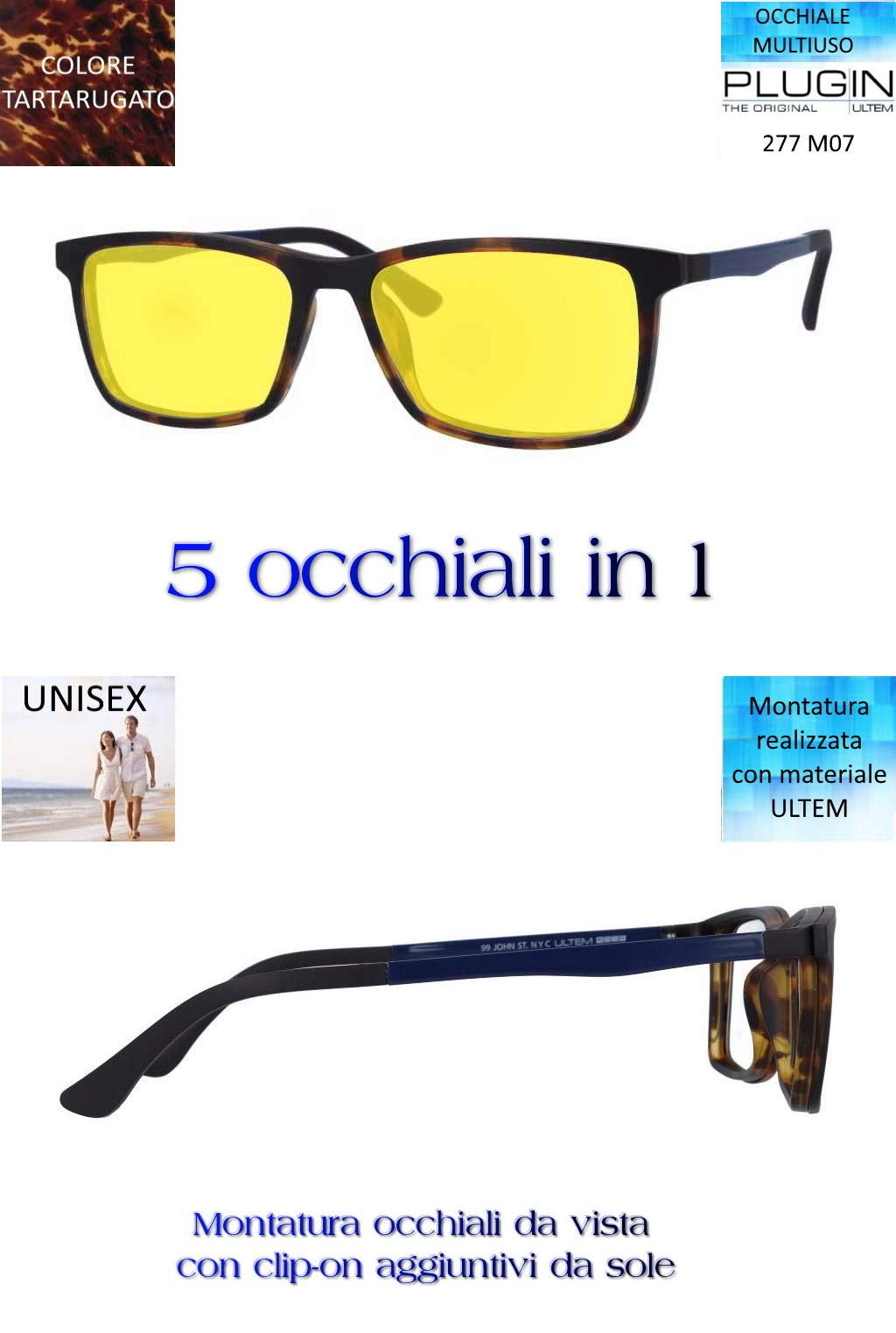 Ultem THEMA U-277 Colore M07 TARTARUGATO Montatura per occhiali da vista e sole + 4 CLIP-ON Linea Original “99 John St NYC” Genere UOMO