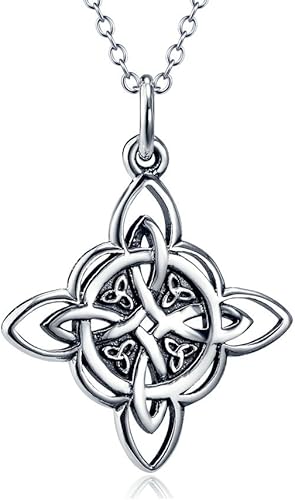 Collar de cadena rolo de plata fina 925 con dije de la Triqueta o Trinidad celta para la buena suerte 18 pulgadas disponible en Yaxa Colombia