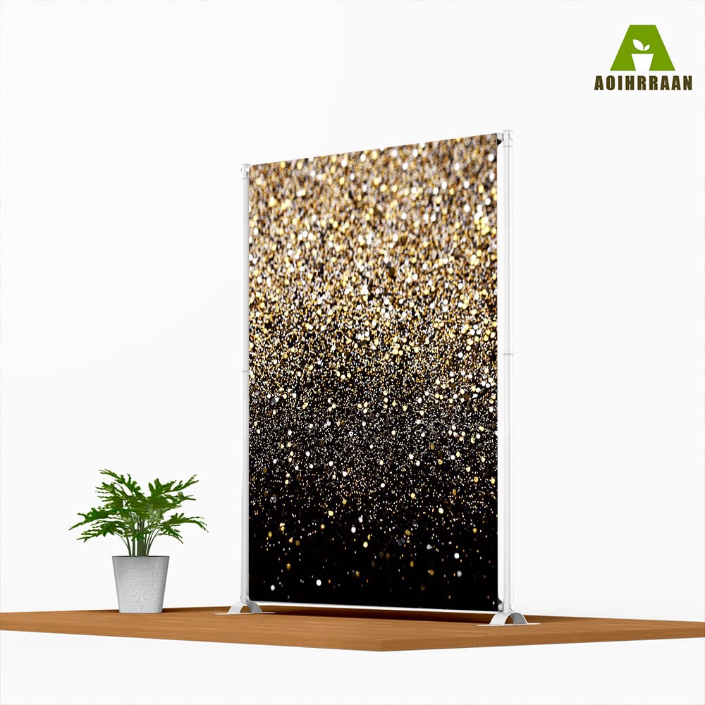 Aoihrraan 2,5x3m Nero e Oro Glitter Fotografia Sfondo Sfondo dorato brillante paillettes macchie astratto stellatoNatale Capodanno Famiglia Festa Festival Festeggia Ritratto Foto Studio Prop