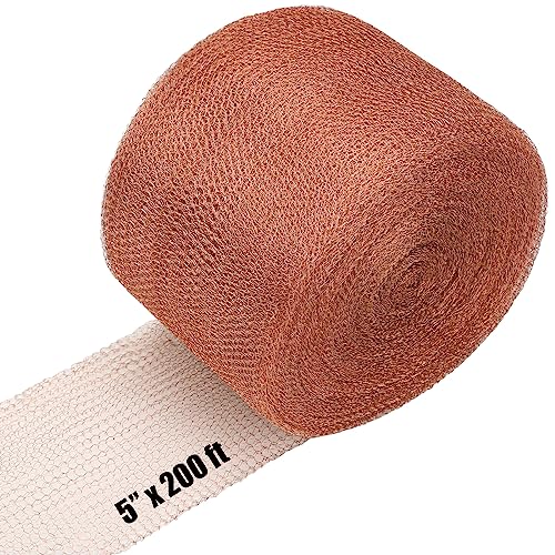 Therwen 5" X 200 ft Copper Mesh Rodent Control Roll, 100% Pure Copper Wool