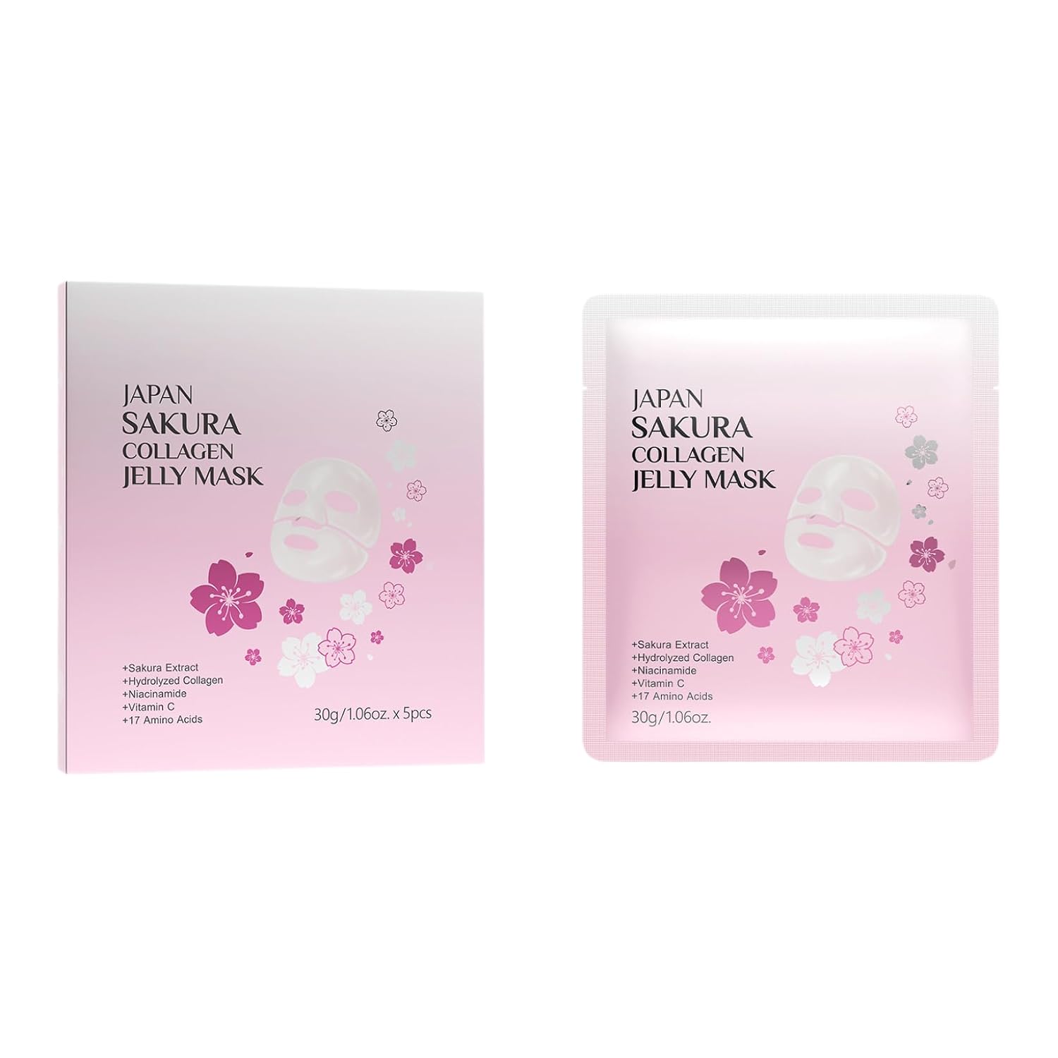 Sakura Ultra-Soothing Mask Set – 5 Facial Sheets for Firming and Lasting Hydration Pink One Size