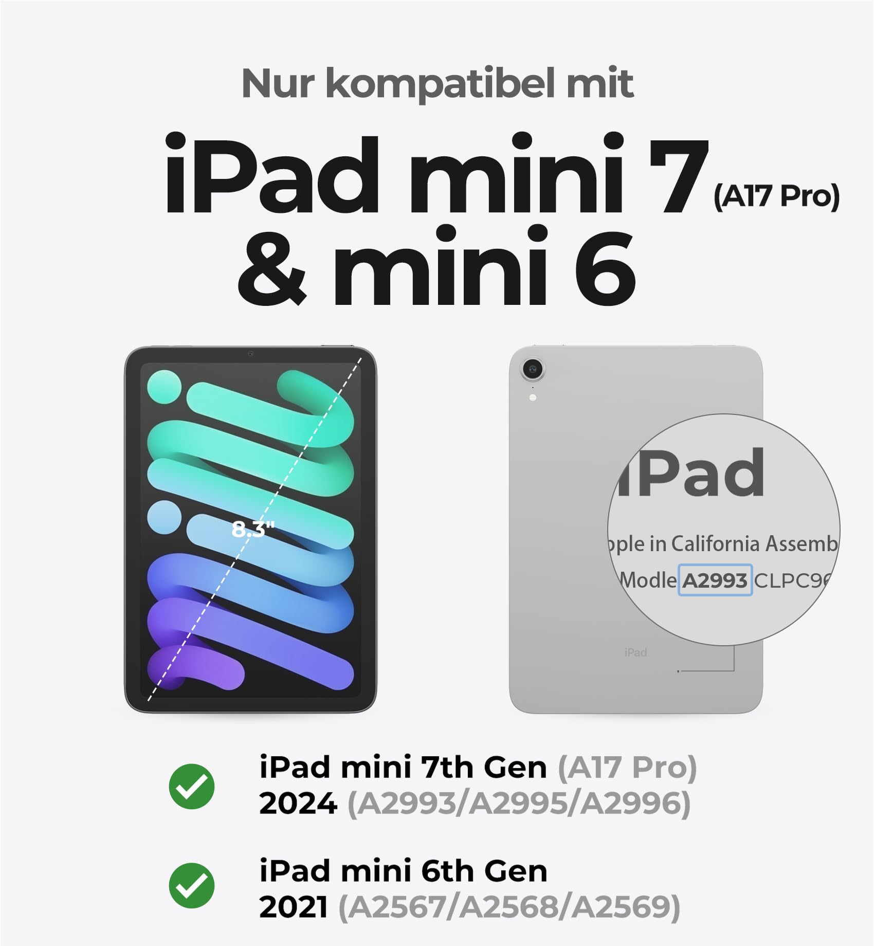 Dexnor Tastatur Hülle für iPad mini 6/7, Magnetische Schwimmender Cantilever-Ständer mit Trackpad Stifthalter Hintergrundbeleuchtung für iPad mini 7/6 Generation 8,3 Zoll 2024/2021 QWERTZ, Schwarz