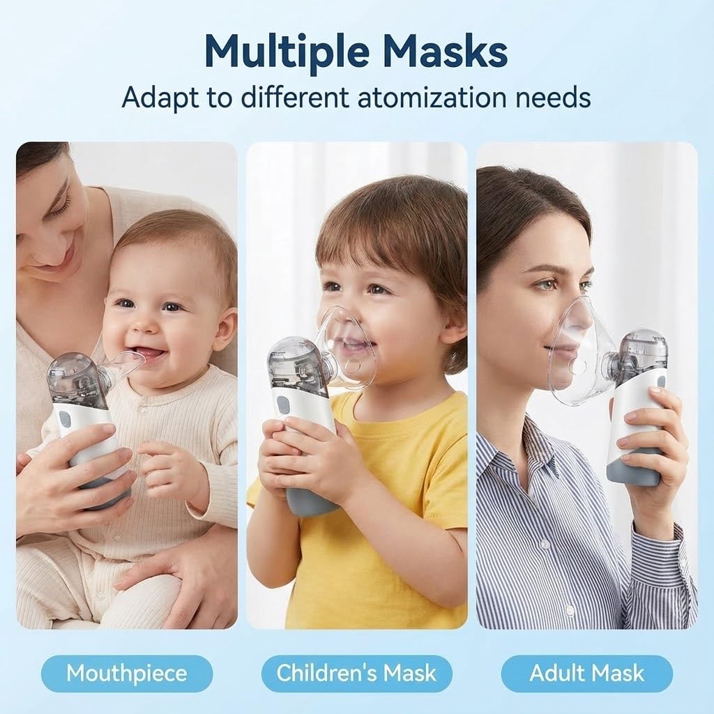 Inalatore economico per uso domestico: terapia con nebulizzatore silenzioso e autopulente con dimensione delle particelle regolabile, portatile e alimentato a batteria