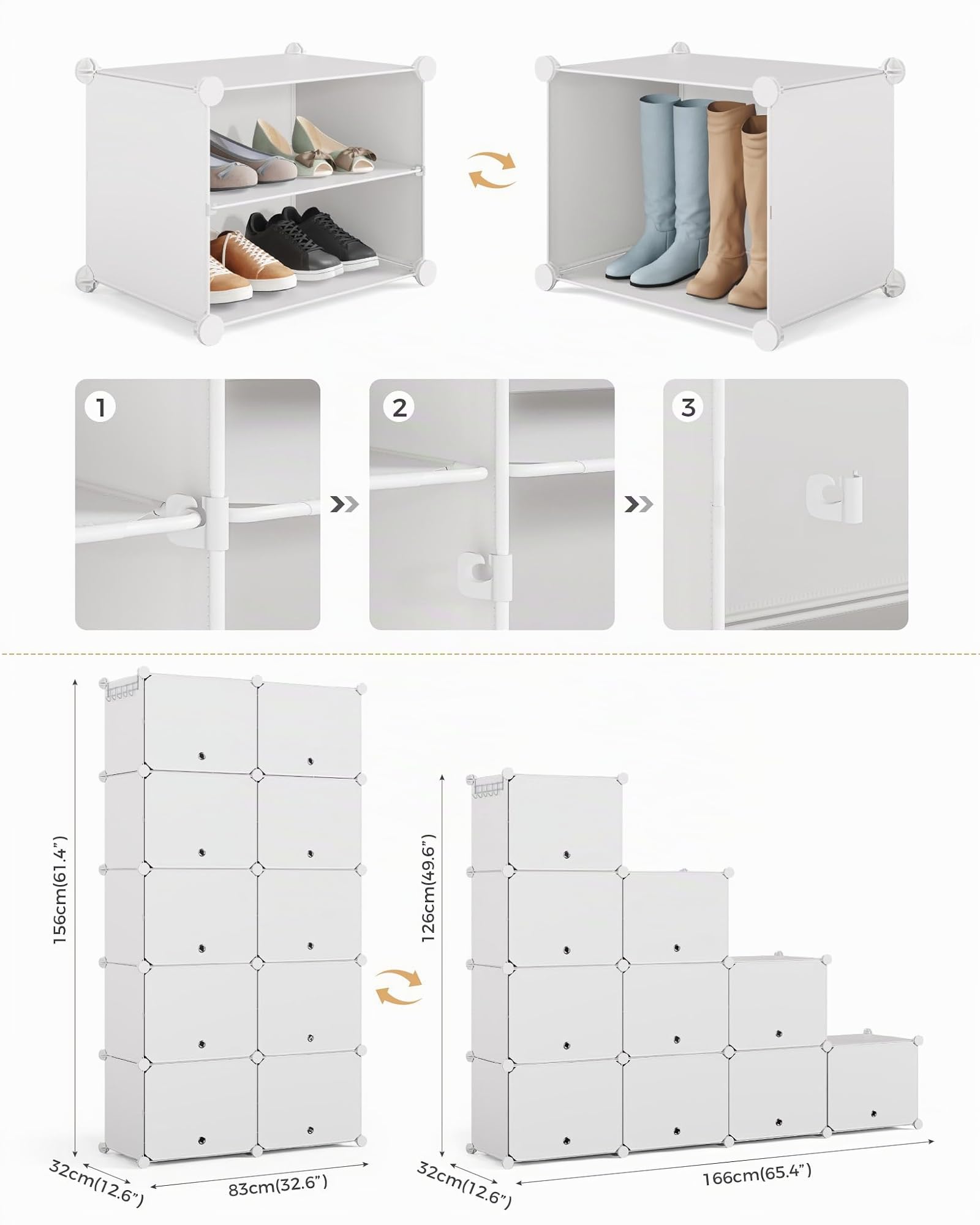 Mondeer Zapatero de plástico con 10 Niveles, Organizador de Zapatos con Capacidad para 40 Pares de Zapatos, Ahorra Espacio, para Pasillo, Dormitorio, salón, Entrada (Blanco)