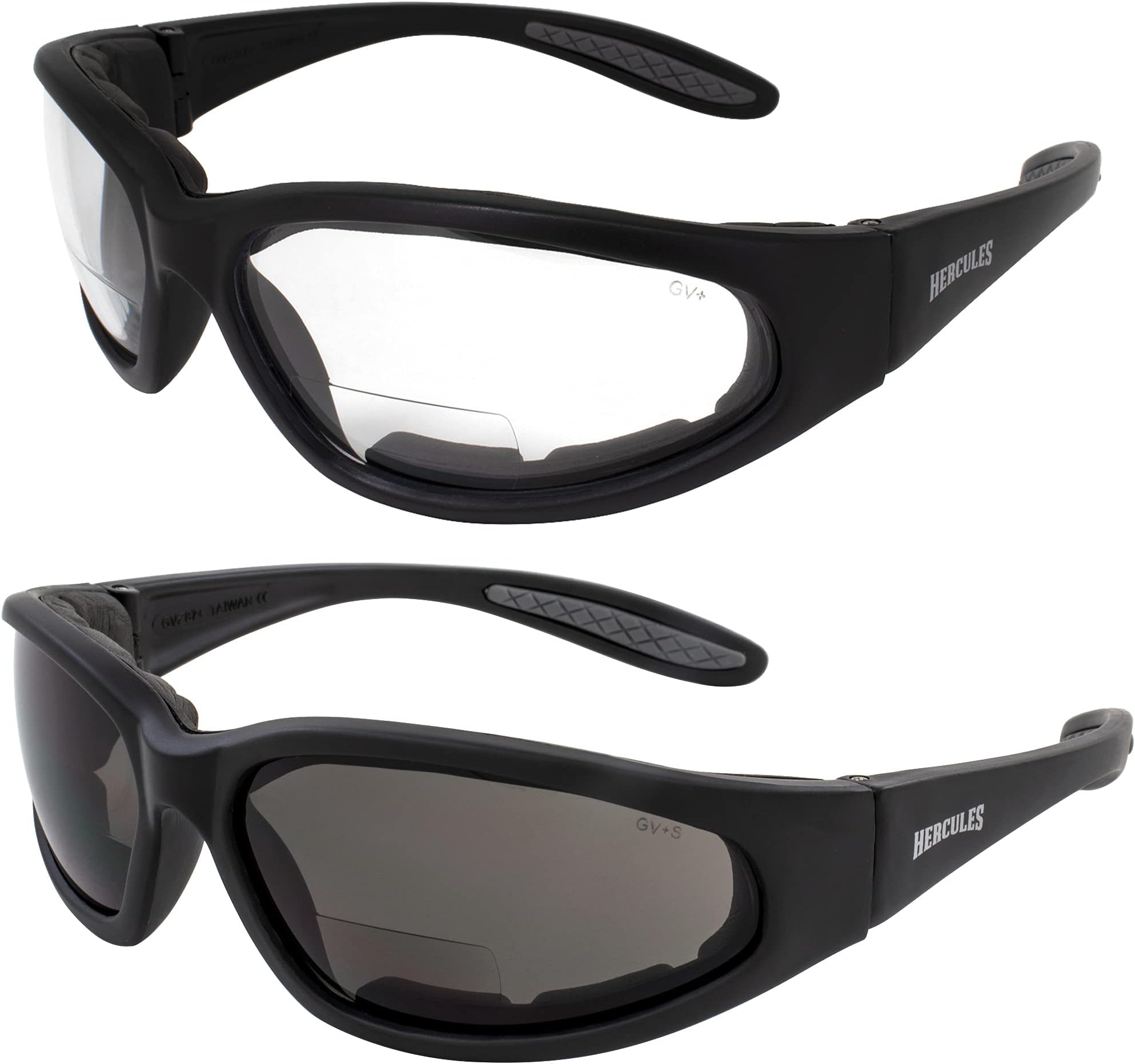 2 Pairs - 2.5 Bifocal Global Vision Eyewear Hercules Anti-fog Safety Glasses with EVA Foam (1 Clear, 1 Smoke)
