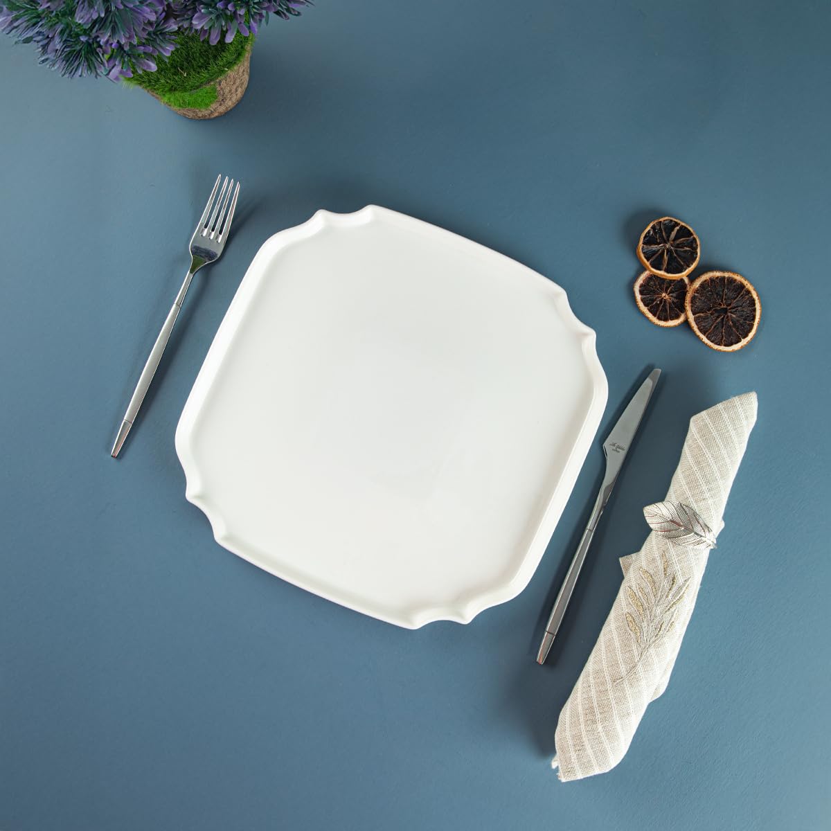 Aryıldız Lunar Kare Servis Tabağı Modern Tasarım Renkli 27 cm