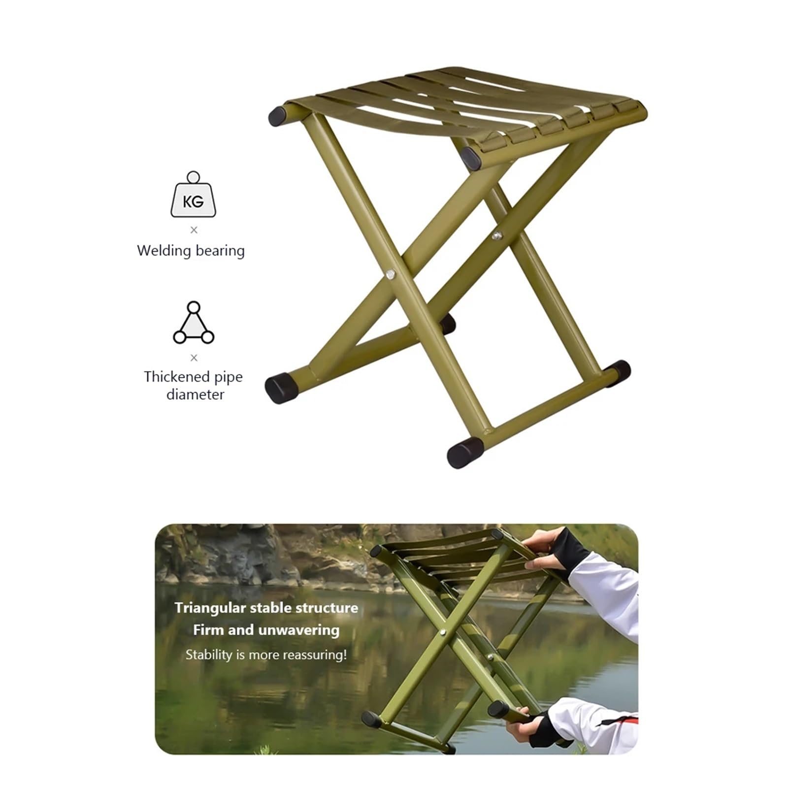 Campinghocker, Campinghocker Outdoor-Klapphocker Edelstahl Mini zusammenklappbarer