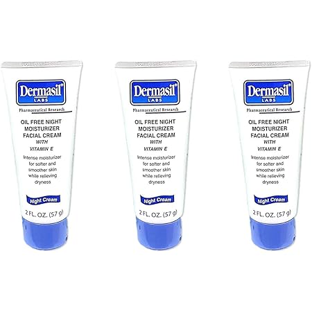 Dermasil Labs Oil Free Night Moisturizer Facial Cream 2 Fl Oz. (Pack of 3)