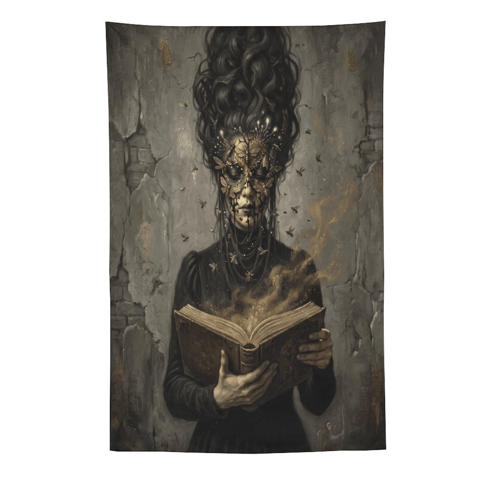 W7C8U2X3 Golden Mask Reader Wall Tapestry, Oil Painting, Theater Mystery