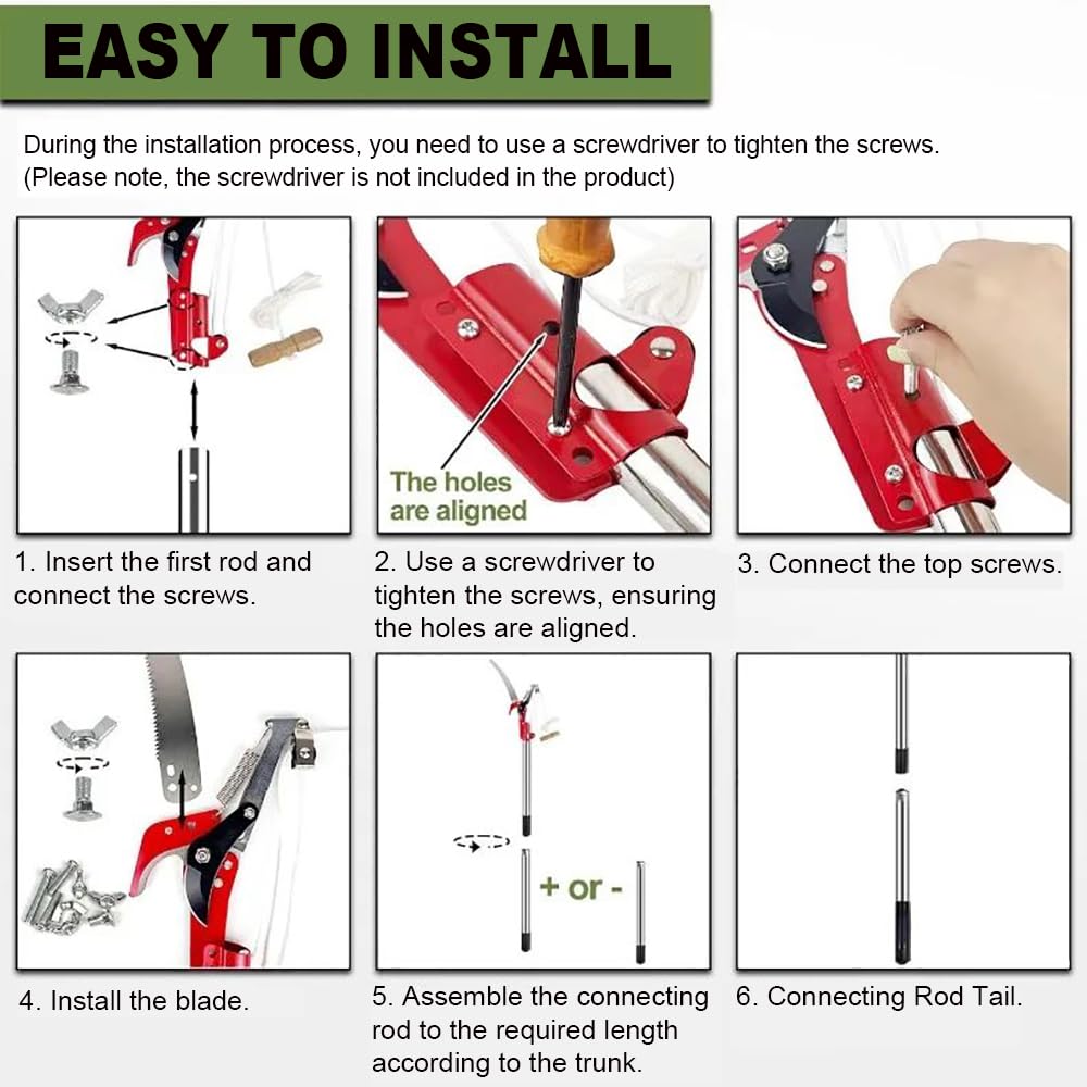 NEWFUN Sega manuale per potatura, Svettatoio Telescopico，2 In 1Taglia Rami Giardino Telescopico Manuale，da 82-448 cm，Regolabile in Altezza Attrezzi da Giardinaggio Altezza Per Segare e Cesoiare