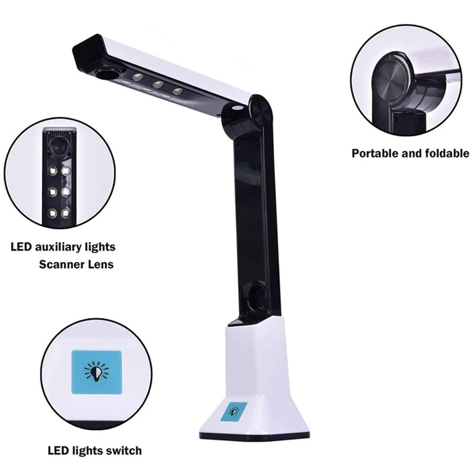 Escáner De Documentos Con Cámara USB Portátil, A4