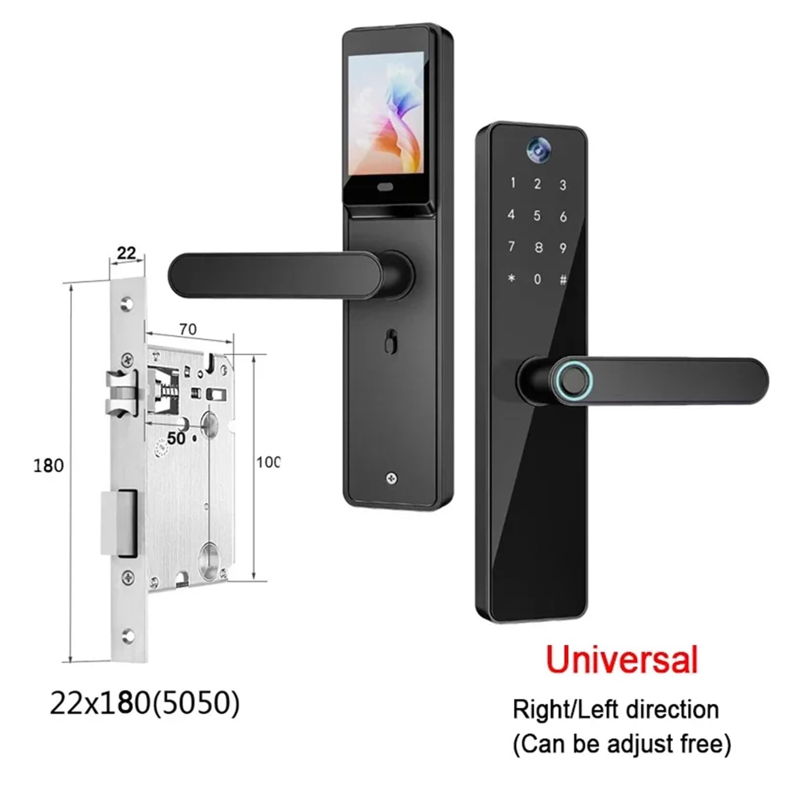 Cerradura Electronica, Cerradura de puerta inteligente IP66, resistente al agua, Wifi, cerradura Digital electrónica con teclado for puerta delantera, espesor de puerta de 35-100mm(22X180(5050))
