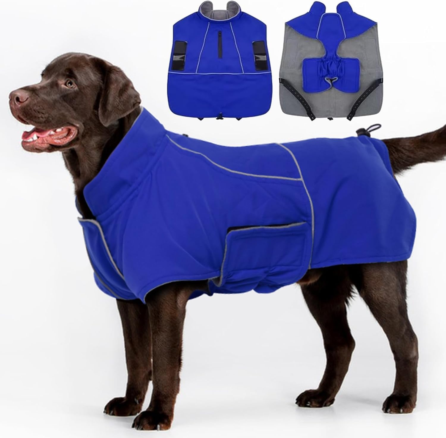 Katzinst Hundejacke Hundemantel Grosse Hunde Wasserdicht Regenmantel Hunde Wintermantel Hund Reflektiere für Kaltes Wetter Outdoor HundeKleidung Blau 3XL