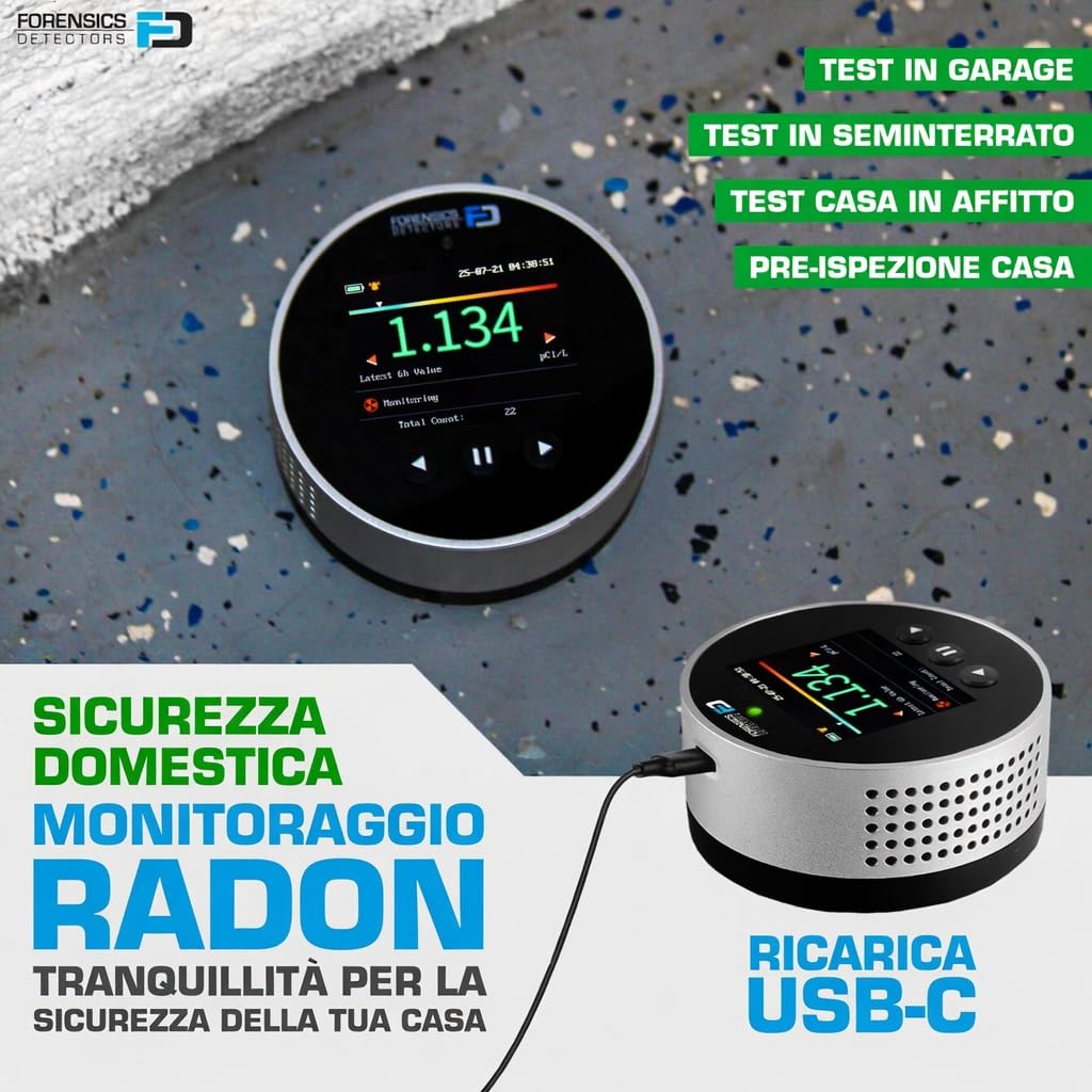 Rilevatore di Radon by Forensics | Inquilini e Proprietari di Case | Durata Sensore 20 Anni |