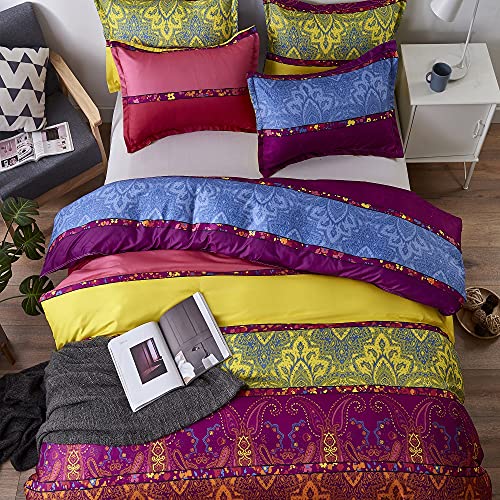 Erosebridal DCS97WT78QUEEN Boho Duvet Cover Paisley Floral Bedding Set thumb #2
