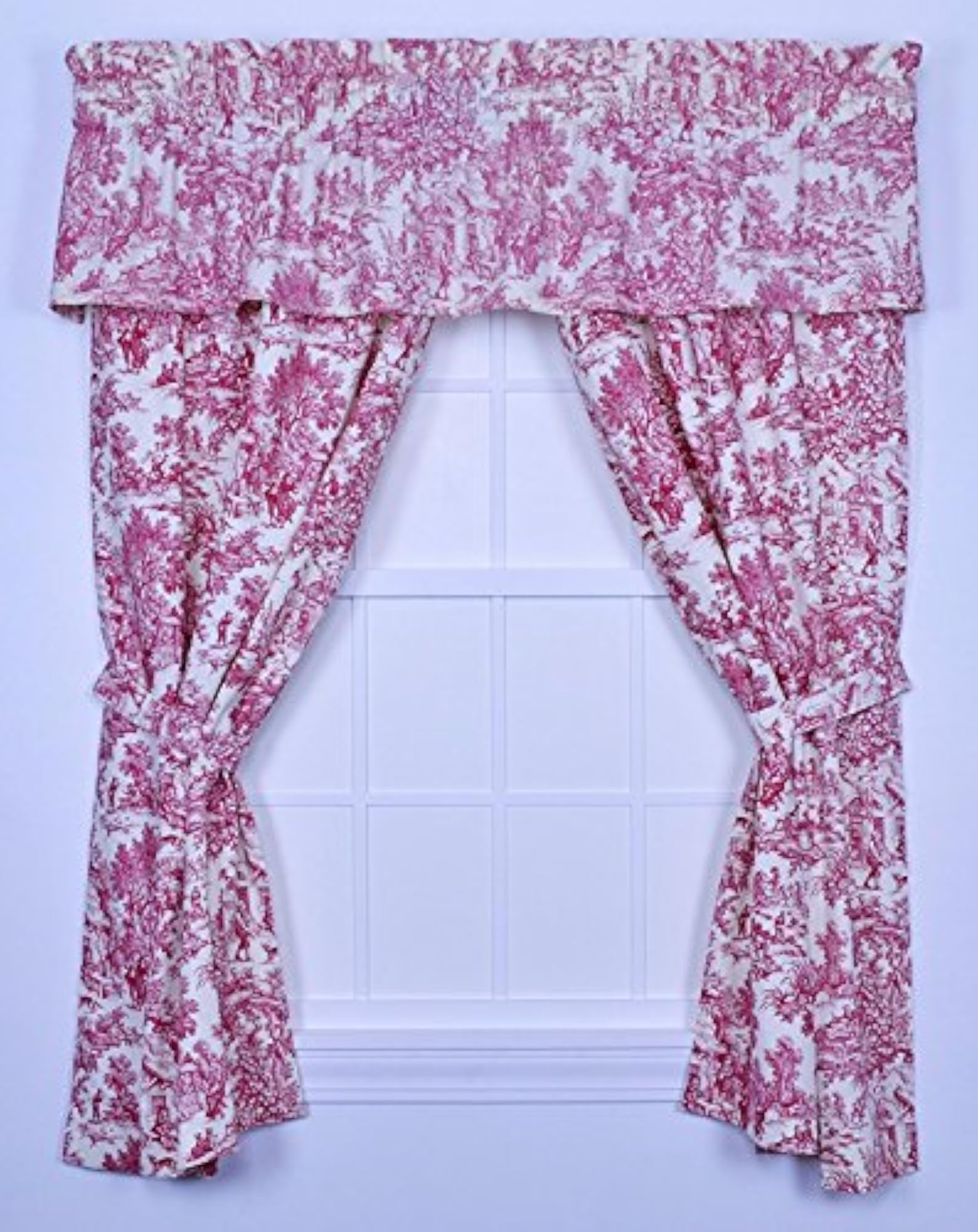 Victoria Park Toile Tailored Valence Window, Red