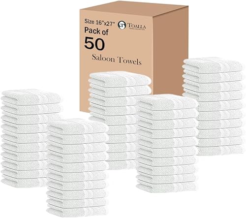 TOALLA Juego de 50 toallas de salón de 100 % algodón, 400 GSM, toalla de mano suave, toalla de mano a granel, toalla de salón de algodón, ideal para