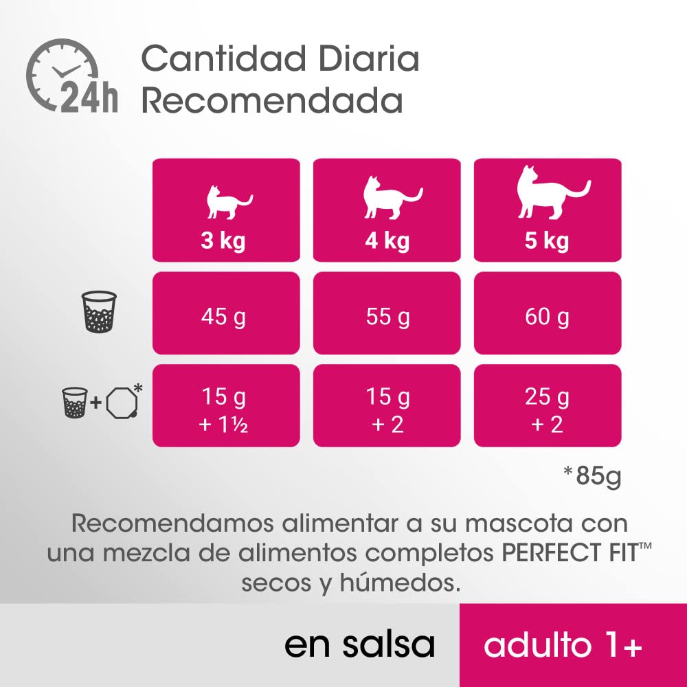 PERFECT FIT Comida Húmeda para Gatos Adultos Sabor Pescado y Verduras (13 paquetes x 4 sobres x 85 g)