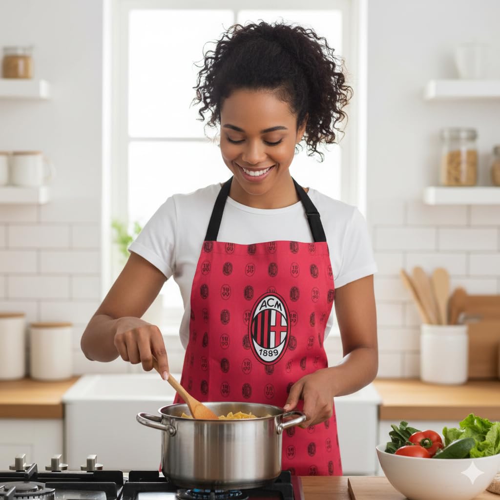 AC Milan, Schürze mit Geschirr, Unisex, Offizielles Produkt, Rot/Schwarz, One size