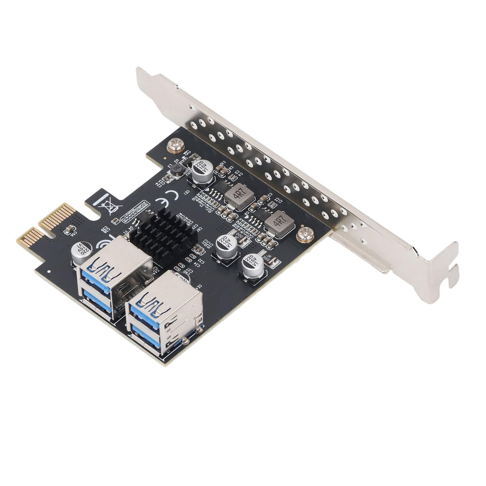 4 Ports PCIe Adapter Board, Layer 4 Port Supports 1x 4X 8X 16X Slots USB3.2 GEN1 Extender Card PCI E 1x to 4 USB 3.0 Slot Adapter for Stable