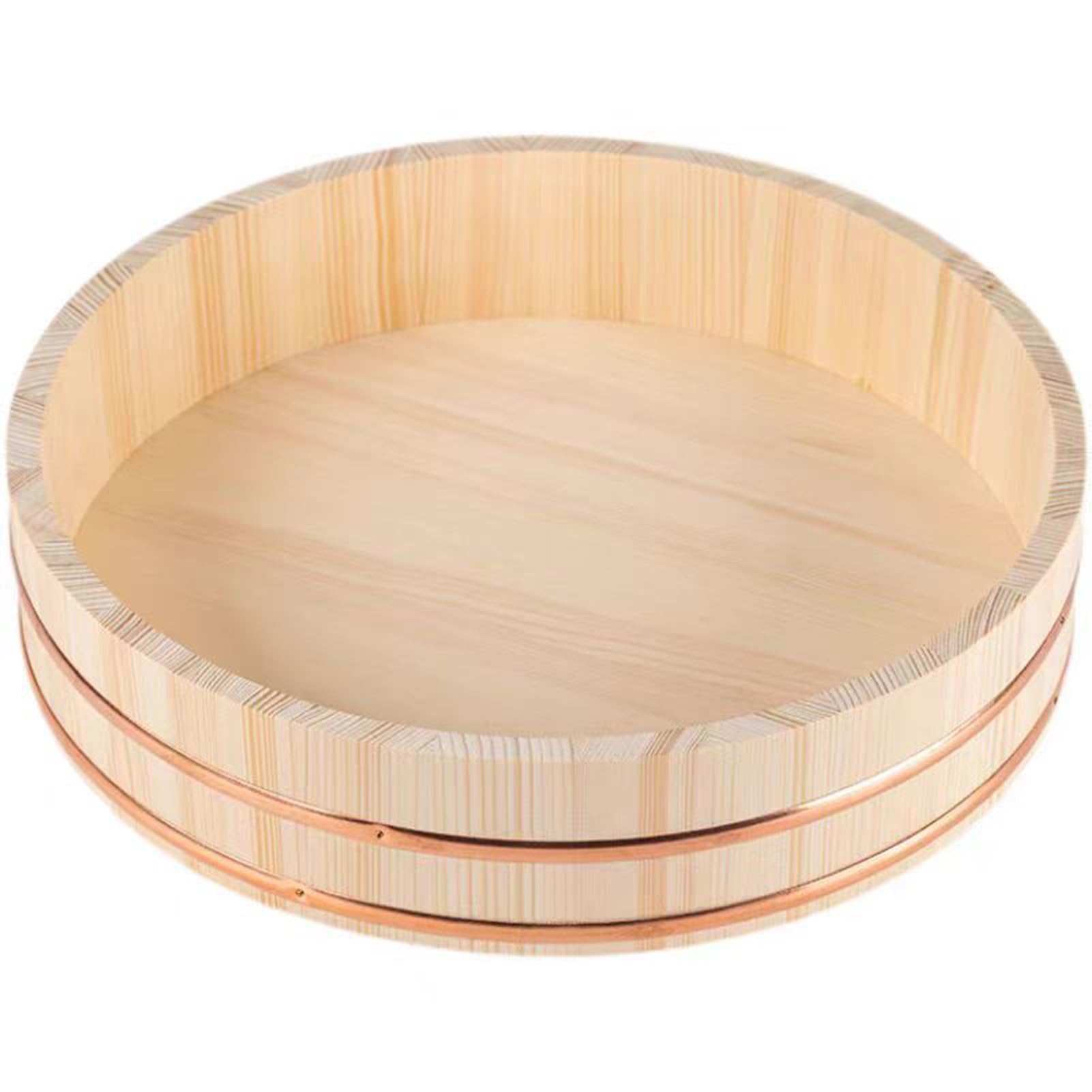 Cuenco de arroz de madera con borde dorado de 60 x 16 cm, elegante cuenco de mezcla de arroz para el hogar y el restaurante, cuenco de enfriamiento ideal para platos de sushi y arroz
