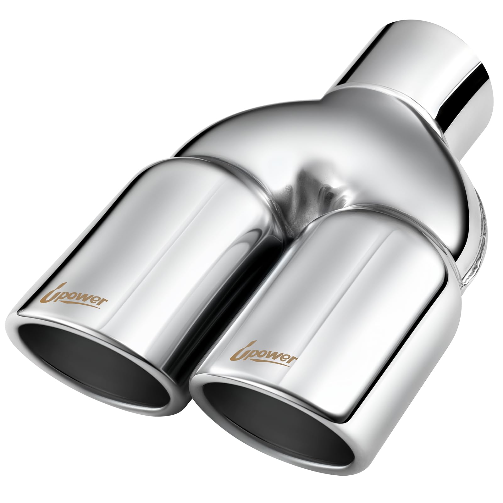 Upower 2.5" to 3" Dual Exhaust Tip 2 1/2 Inch Inlet 3 Inch Outlet 9.5" Length Weld On Exhaust Tailpipe Tips 304 Polished Stainless Steel 1.2mm Thickness Double Wall Slant Rolled Edge