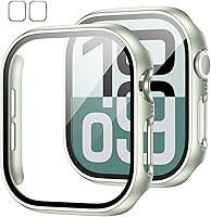 Vista 7 de Paquete de 2 fundas con protector de pantalla de vidrio templado para Apple Watch Series 3/2/1 de 38mm, JZK protector delgado con cobertura