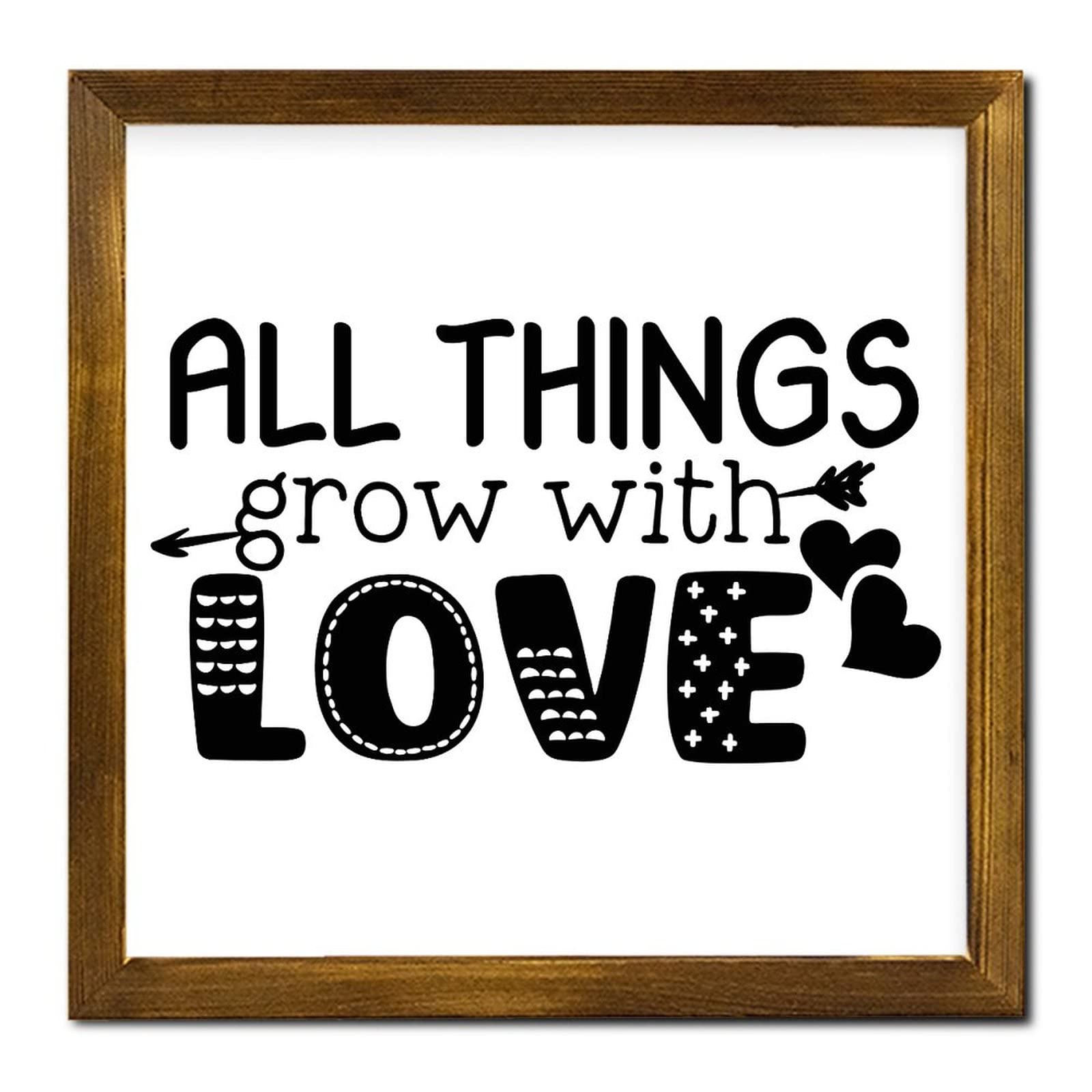 Amazon.com: All Things Grow with Love Framed Wood Sign Family Love