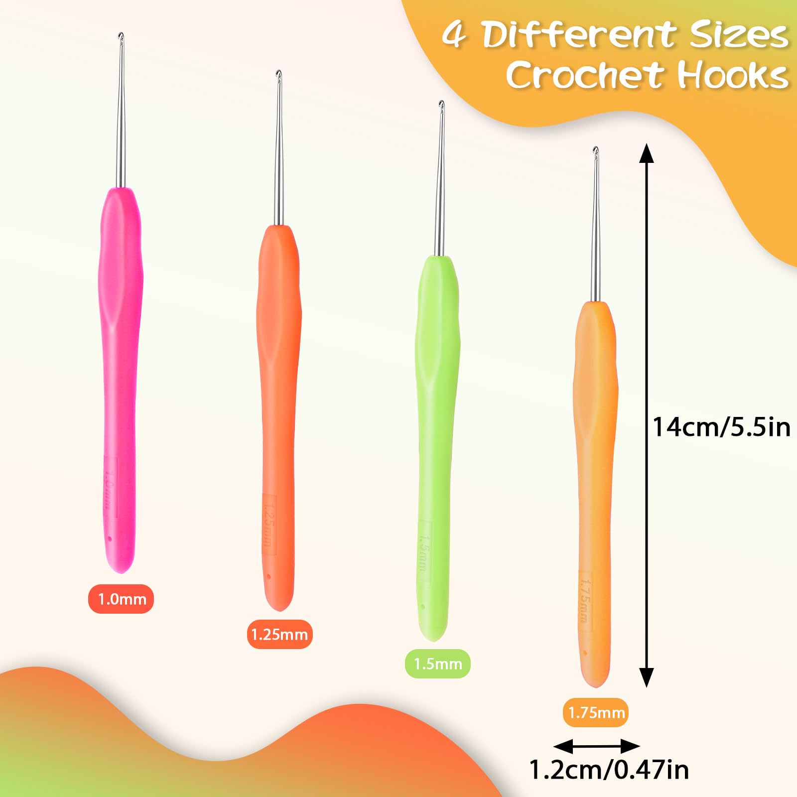 Set 4 Uncinetti Piccoli SWYZOR – 1 / 1,25 / 1,5 / 1,75 Mm, Impugnatura Ergonomica, Ideali Per Pizzo, Sciarpe E Borse!