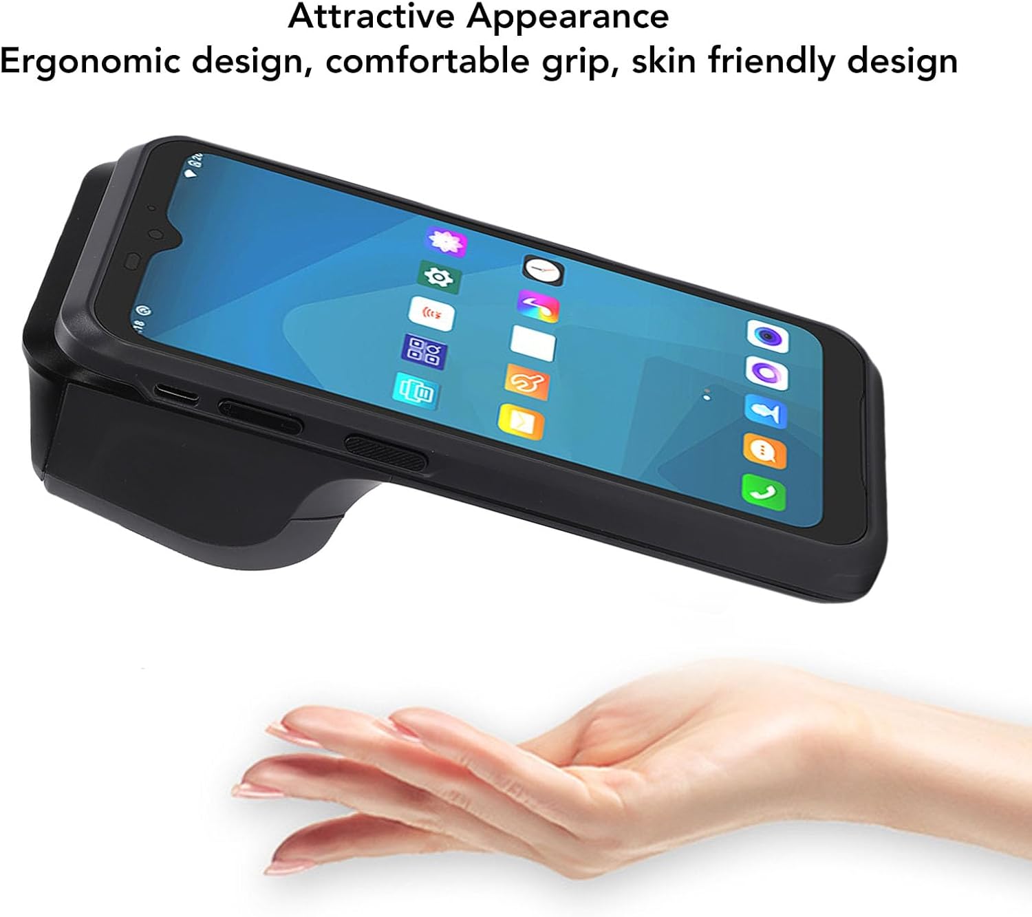 Handheld POS Terminal, 6.2 Inch HD Touch Screen Terminal, High Speed Thermal Printer with 1D 2D Barcode Scanner, 2GB RAM 16GB ROM, Support WiFi, NFC & 4G LTE, Ideal for