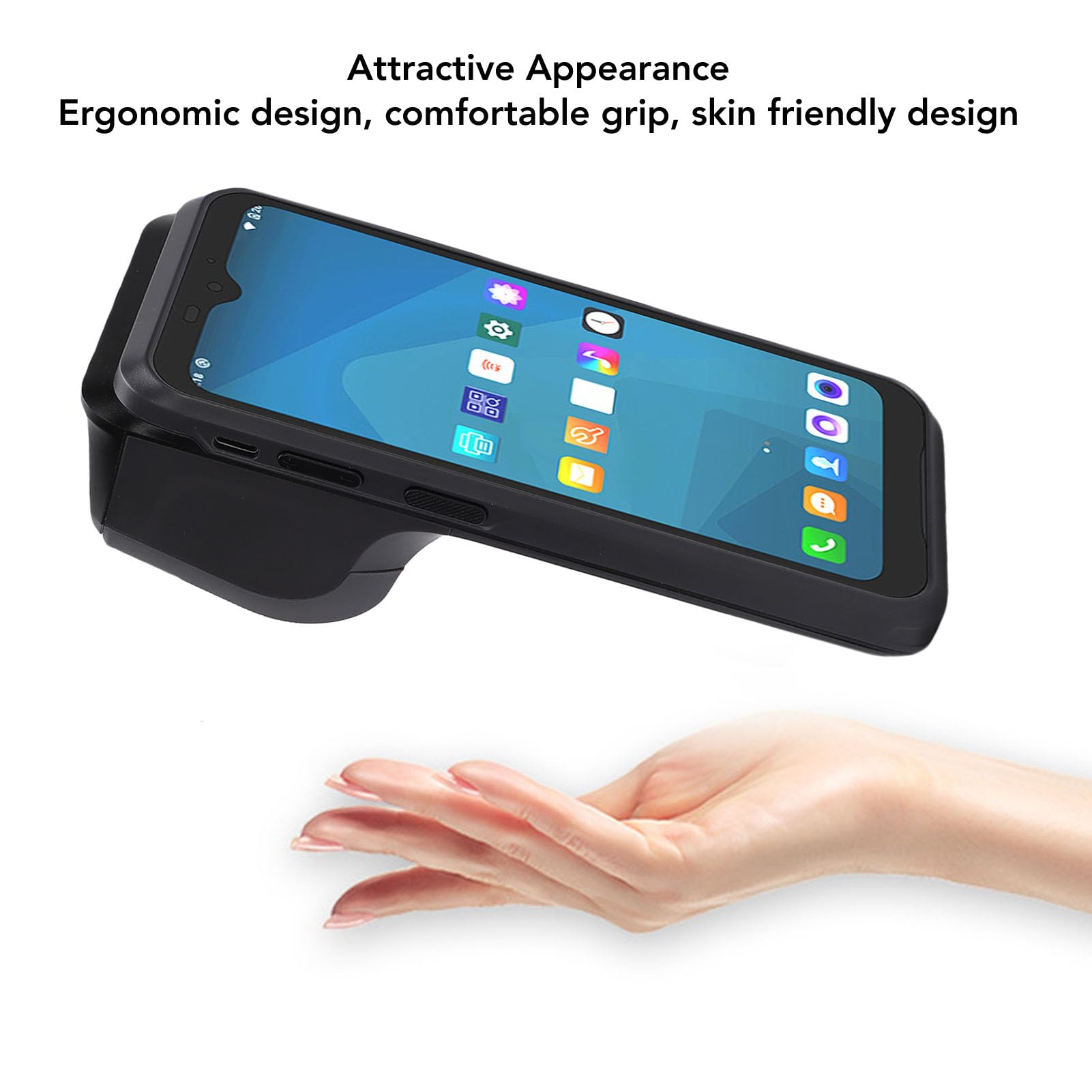 Asixxsix Impresora de Recibos POS portátil, 6.2 Pulgadas HD Pantalla táctil móvil Punto de Venta Tableta, Impresora térmica de Alta Velocidad de 58 mm construida en cámara de 8 MP
