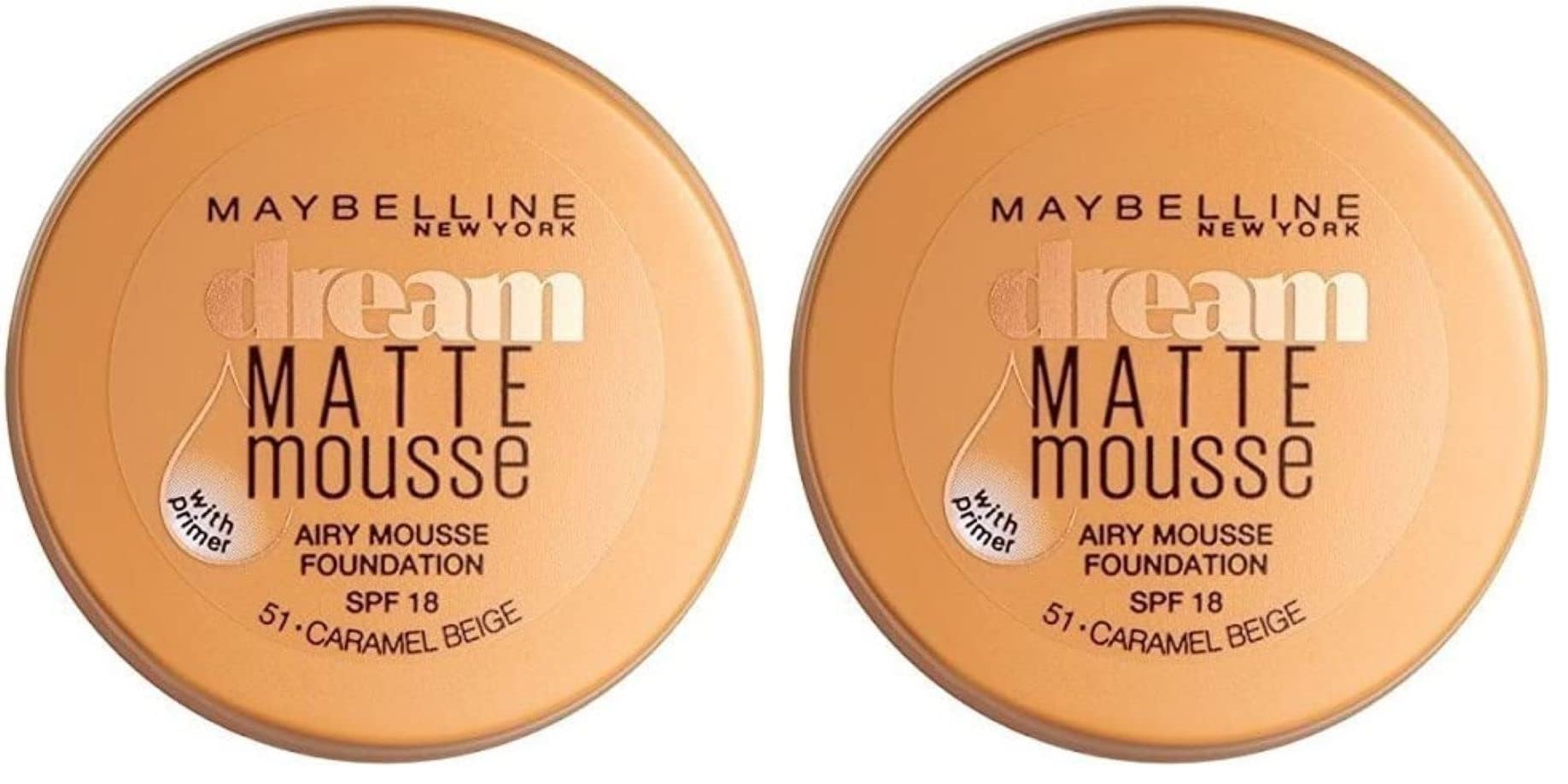 Maybelline New York Make Up, Dream Matte Mousse Make-Up, Mattierend, Nr. 30 Sand (Packung mit 2)
