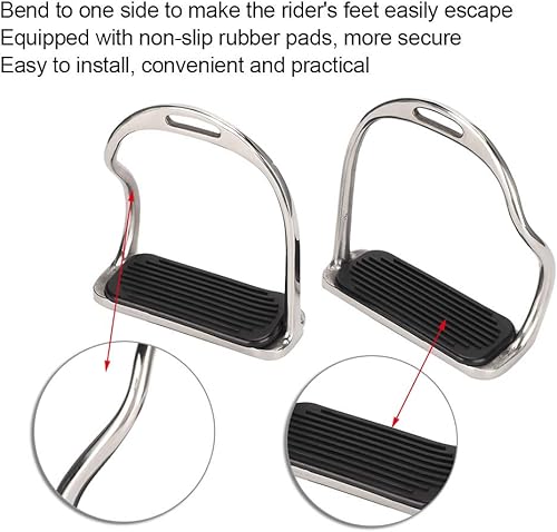 Miniatura 4 de ViaGasaFamido Estribos para silla de montar, de acero inoxidable, ligero, de seguridad, pista ancha, estribo, antideslizante, equitación,