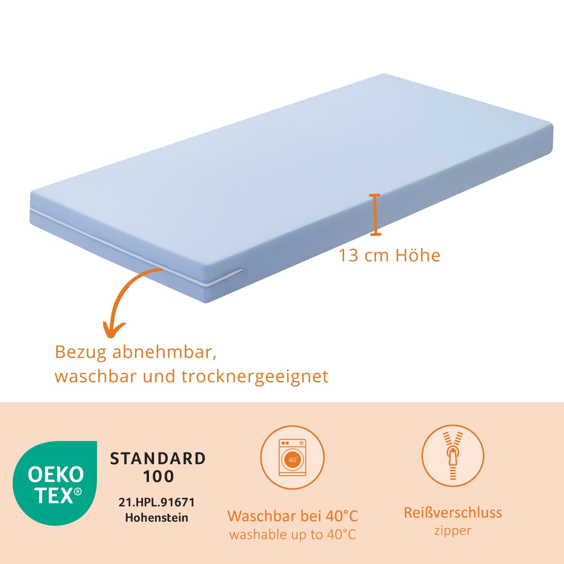 sleepling Matratze 90x200 Basic 20, Komfortschaummatratze, Rollmatratze mit Härtegrad 2, Made in EU, Waschbar 40 Grad, Oeko-TEX 100