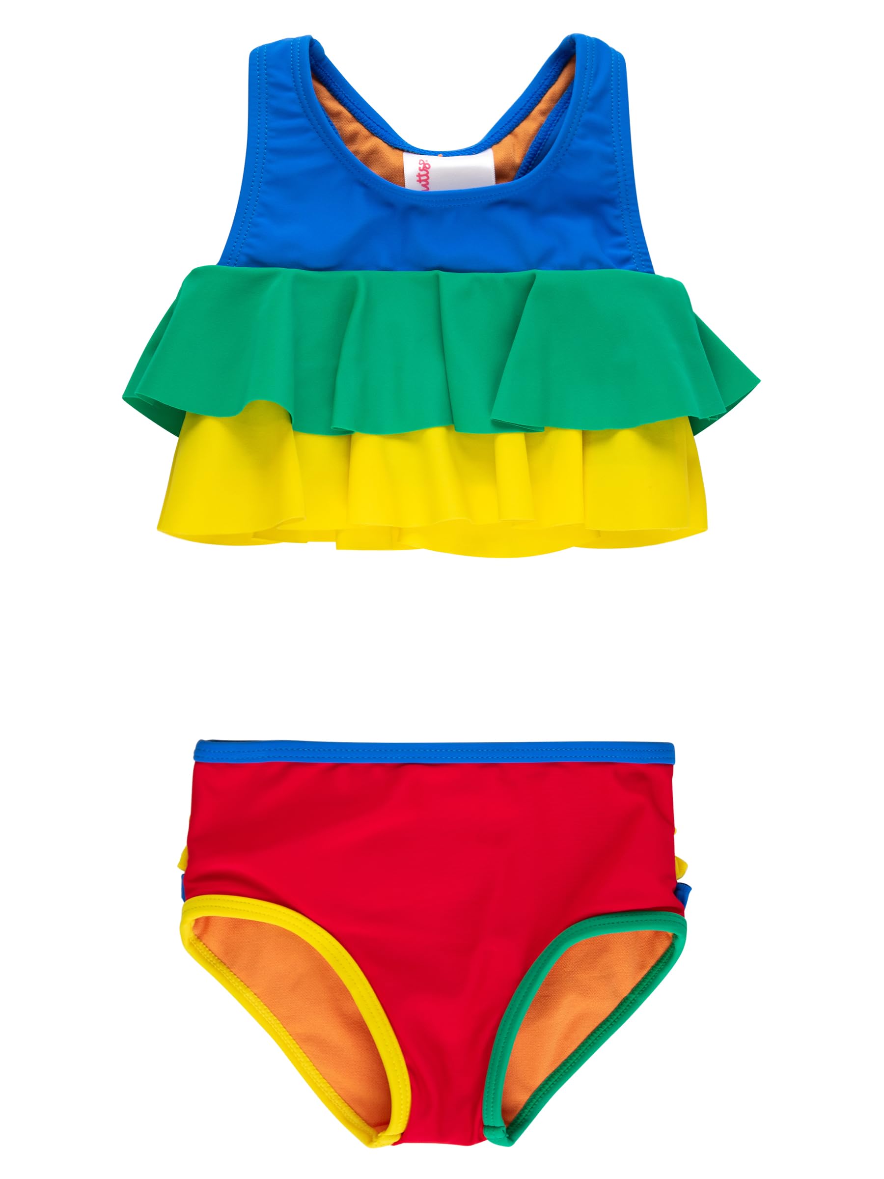 RuffleButts Girls UPF50+ Sun Protection Flounce Bikini Two Piece Swimsuit