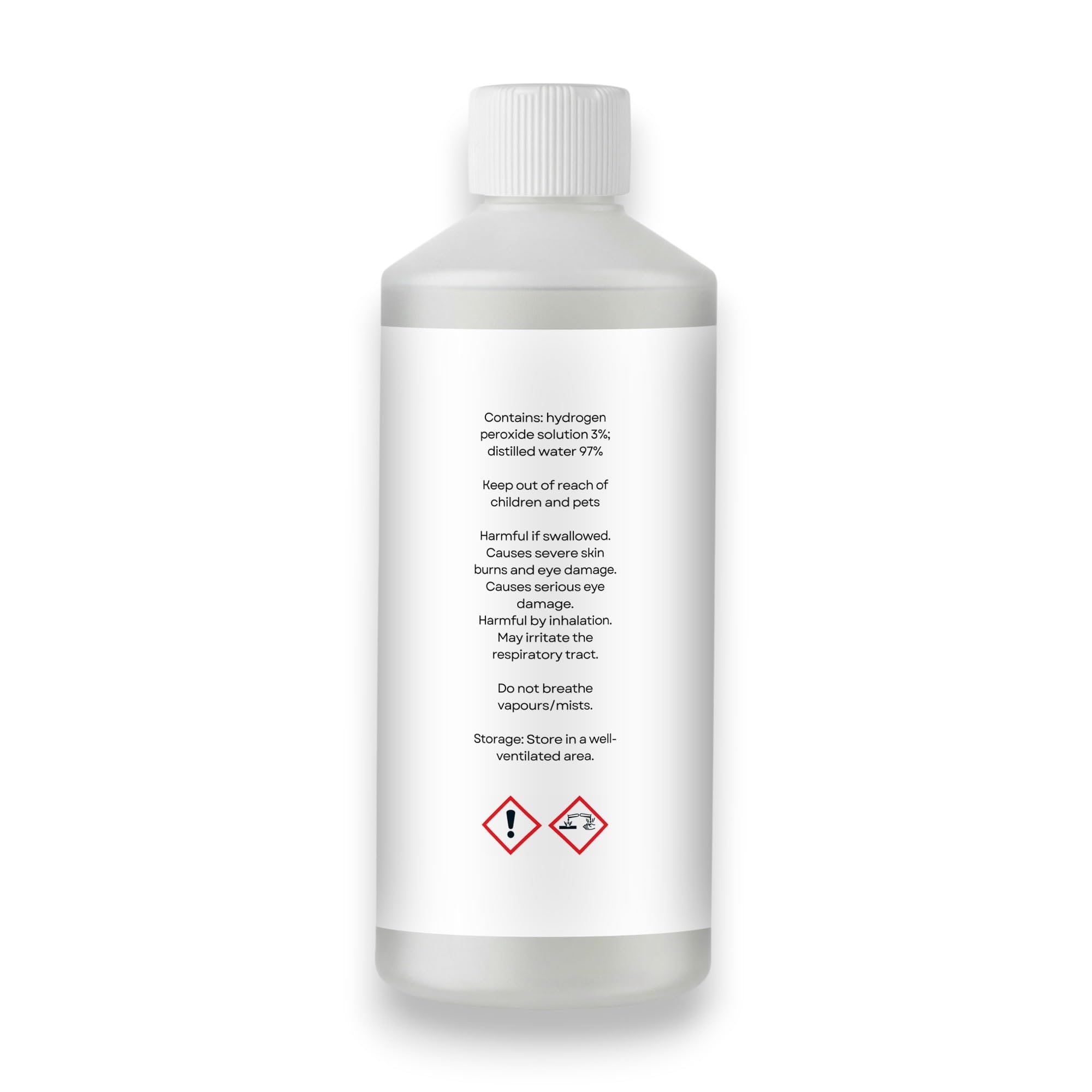 Paquete de 2 - Peróxido de Hidrógeno de Grado Alimenticio al 3% - 2 x 500 ml - H₂O₂ - Agua Oxigenada - Sin Estabilizadores ni Aditivos - Limpiador Multiusos Natural - Tapa a Prueba de Niños